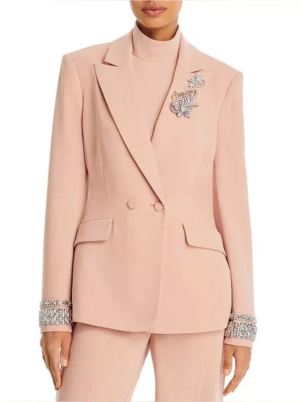 NWT $698 Cinq a Sept Cheyenne Embellished Stacked Jewelry Lined Blazer Blusher - Picture 2 of 10